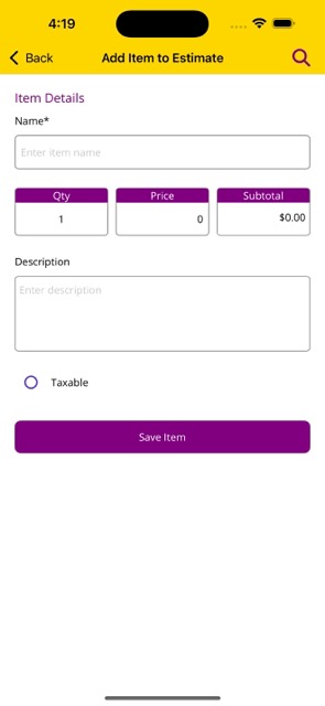 Add Item to Estimate