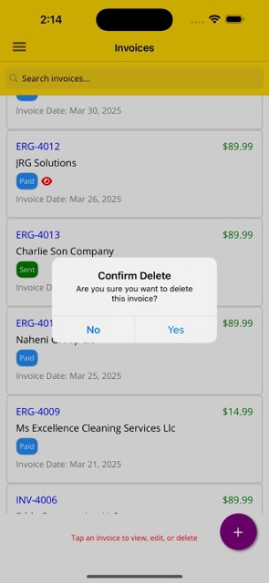 Confirm Delete Invoice Dialog